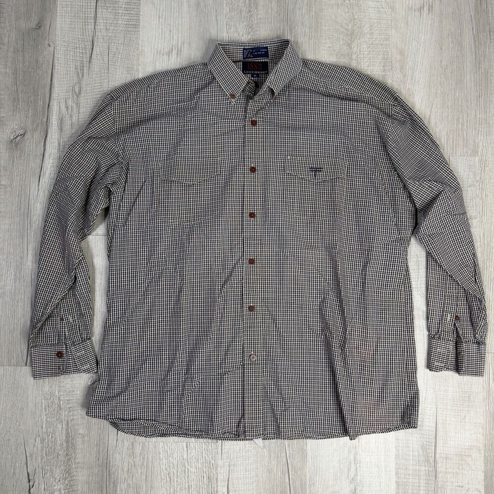 Lucchese 1883 Plaid Blue Button Down Shirt Mens XL Long Sleeve Western Cowboy Q